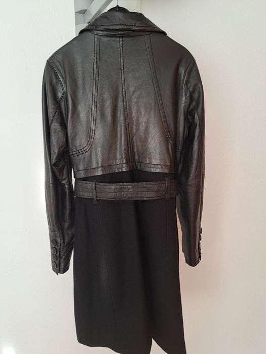 Дамско манто,горната част от естествена кожа,долна част от кашмир