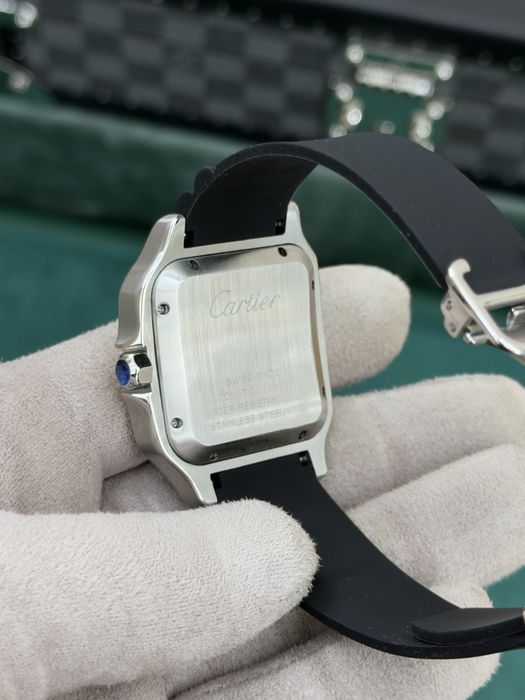 Cartier Santos 100 XL Two-Tone – Grey Dial, Black Rubber Strap