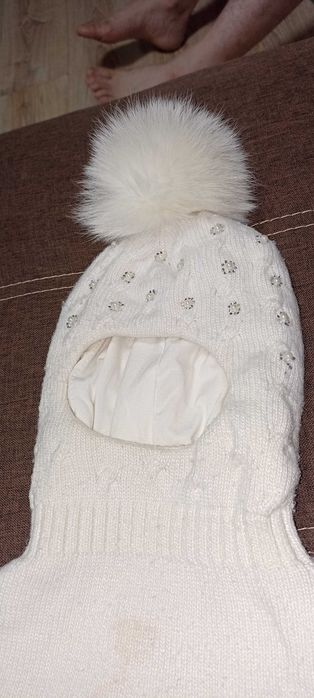 Шапка-шлем и варежки шерсть