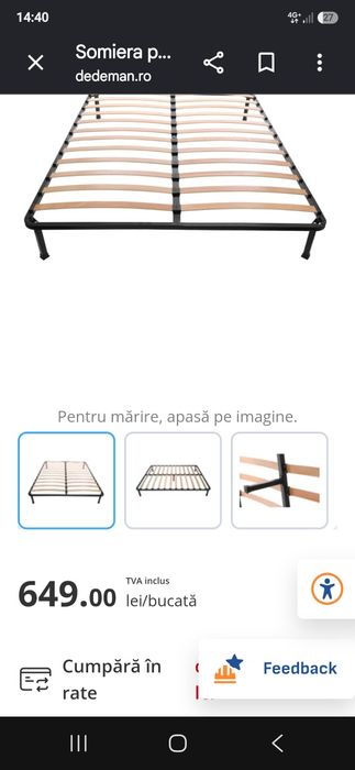 Somieră pat 140/200  foarte puțin folosită.