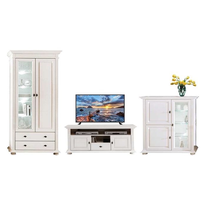 Set mobila living din lemn masiv Mona 3, alb