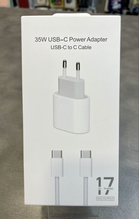 Зарядно 35W за iPhone 16 Pro/17 Pro Max Адаптер Type C и Кабел Type C Ново
