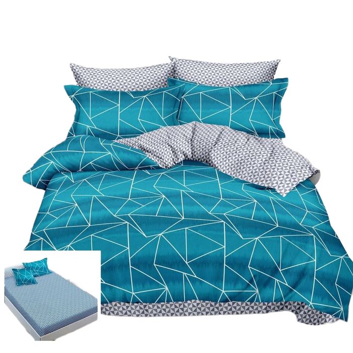 Lenjerie Pat Sincer Sx055, Bumbac, 6 Piese, Cu Elastic, Albastru