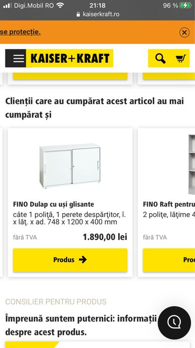 Dulap cu 2 polite, usa culisanta cu cheie- birou