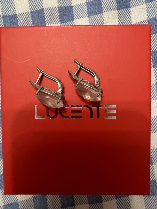 Серьги Lucente из серебра с розовым кварцем