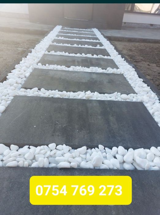 Piatra decorativa marmura alba rotunjita thasoss