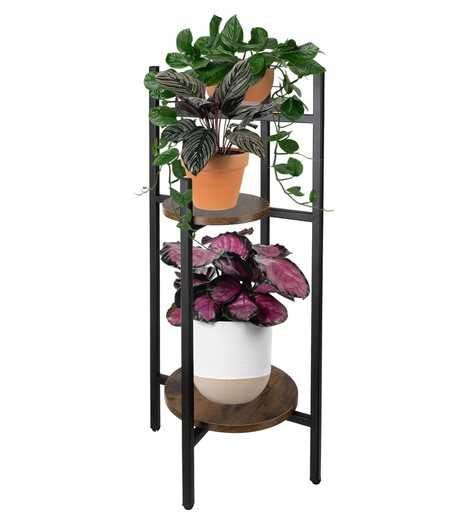 Красив ъглов цветарник - метална стойка за три саксии