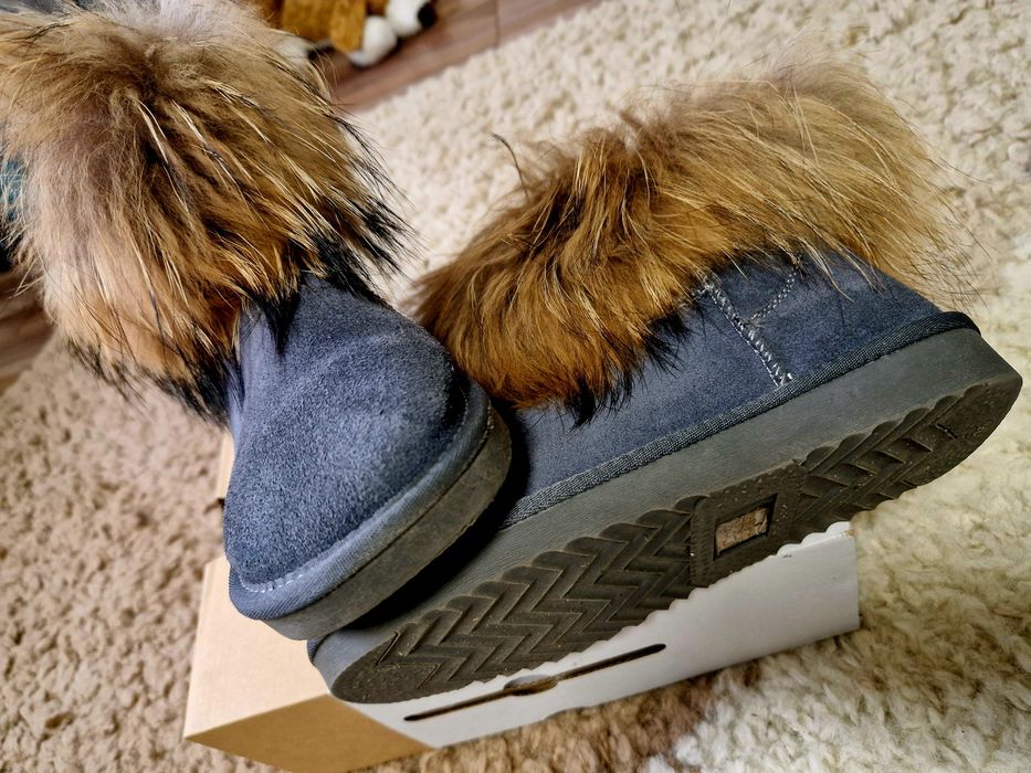 Ghete damă din piele și blană naturală