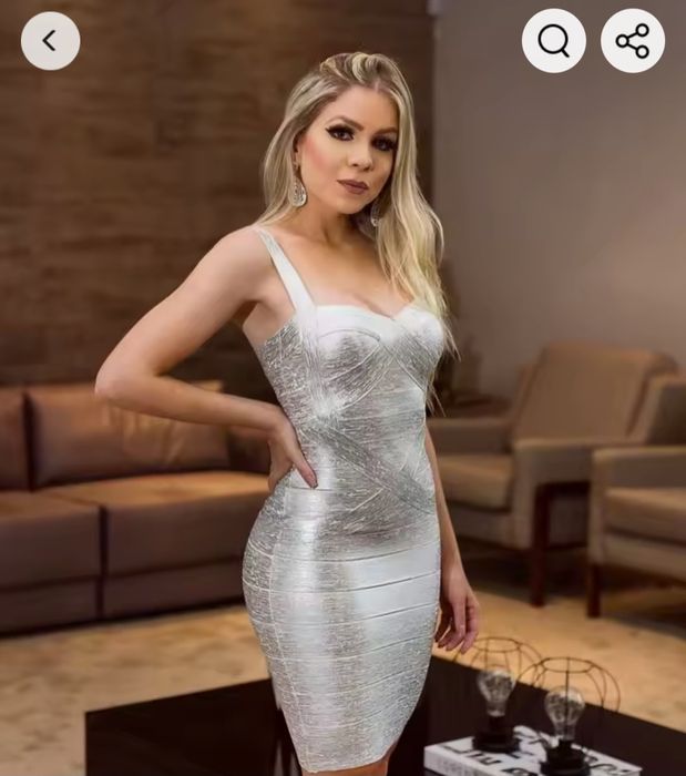 Дамска еластична рокля сребро