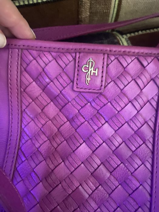 Цикламена/цвят фукция кожена чанта Cole Haan