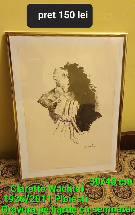 Gravura pe hartie cu semnatura