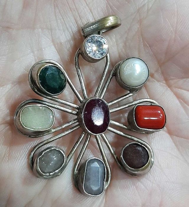 Кулон крупный и перстень большой с натур камнями(по чакрам) Индия