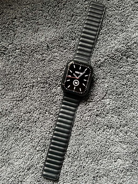Curea originală Apple Watch Leather Link 45mm S/M Midnight ML813ZM/A