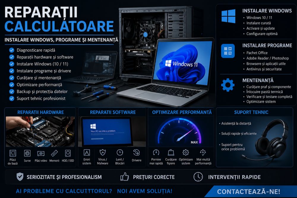 Reparații PC & Laptopuri | Instalări Windows | Curățare | Upgrade-uri