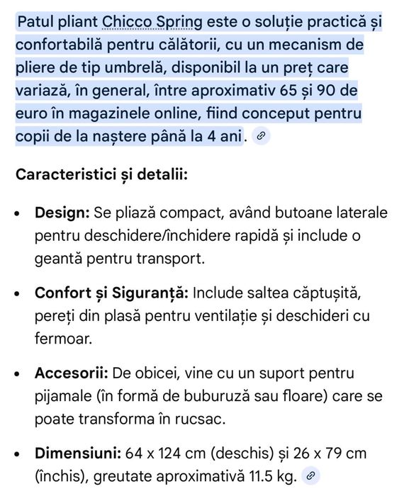 Pat pliabil Chicco Spring