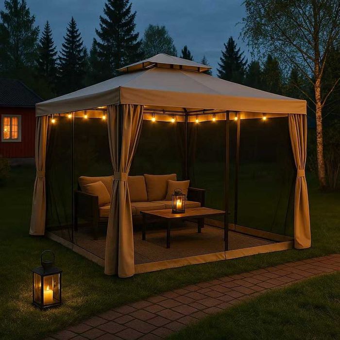 Садовая беседка-шатёр с москитной сеткой