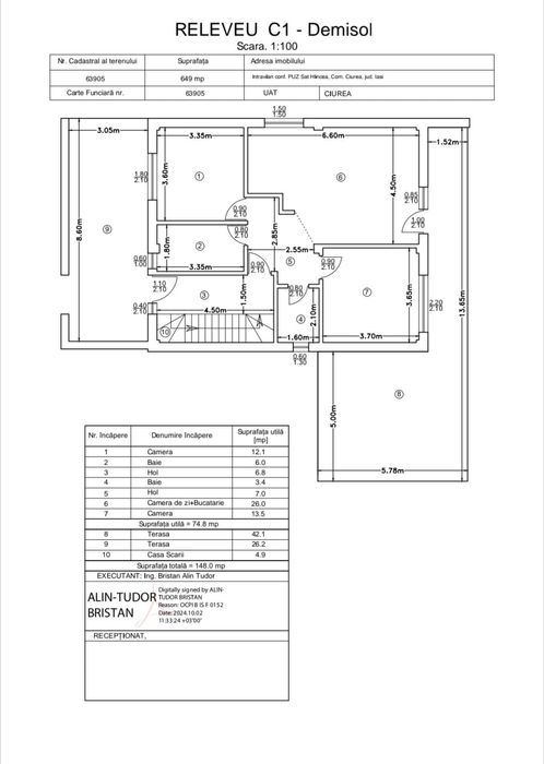 Apartament 3 camere cu gradina – Hlincea, zona  Cetățuia | 75 mp