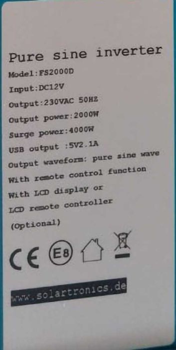 Инвертор Pure sine FS2000D