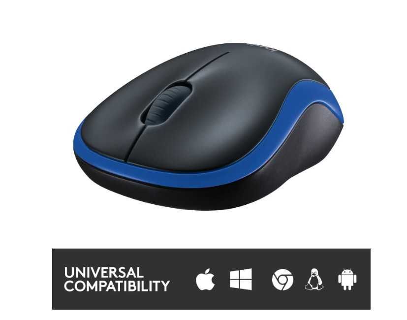 Mouse Logitech M185, USB, Negru cu Albastru