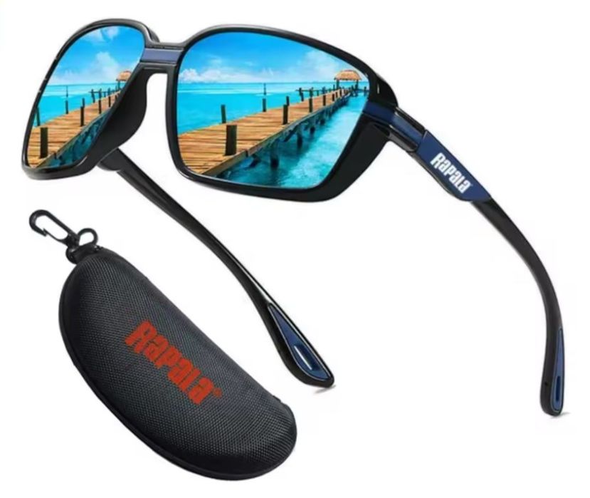Ochelari de soare Rapala polarizati, 400 UV, pt pescuit, drumetii, vanatoare, alergat, ciclism,condus Albastru cu husa de protectie