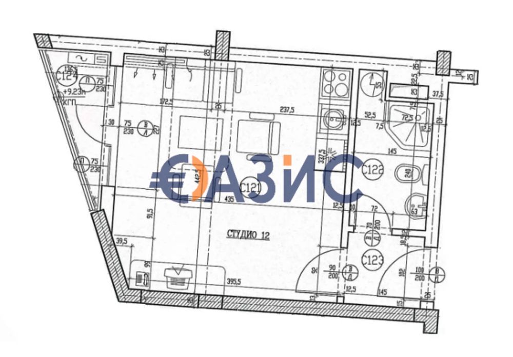 Студио на 4-ти етаж,първа линия море,комплекс Арсена,Несебър-39,41 кв. м., 70938 евро,#34153958