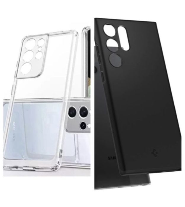 Husa Silicon Neagra Clar Camera Samsung S22 S23 S24 S25 S26 Plus Ultra