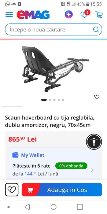 Cart / scaun  pentru hoverboard cu amortizor