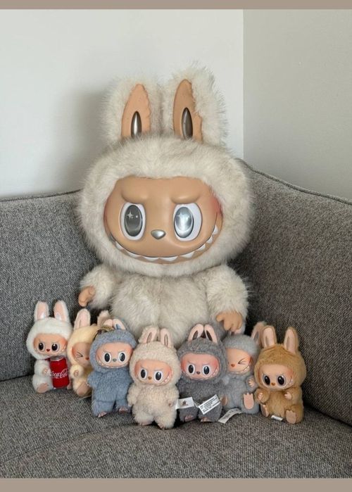 Голямо Лабубу Zimomo, Бяло/Кафяво, Labubu Zimomo 38см