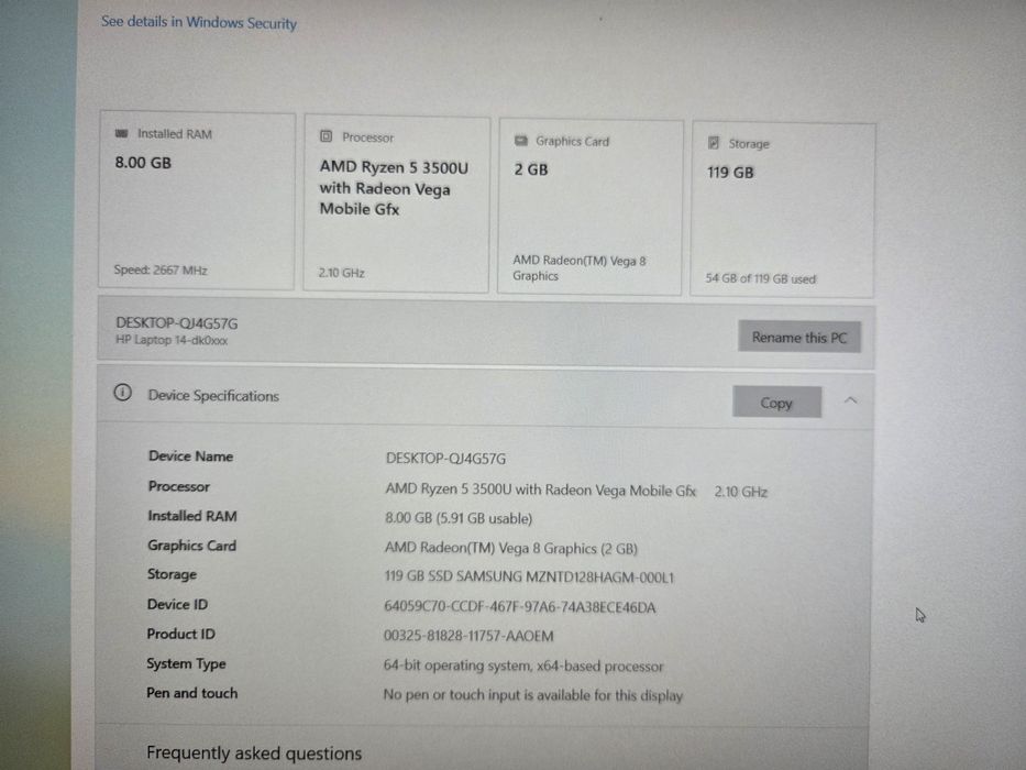 AMD Ryzen 5 3500u