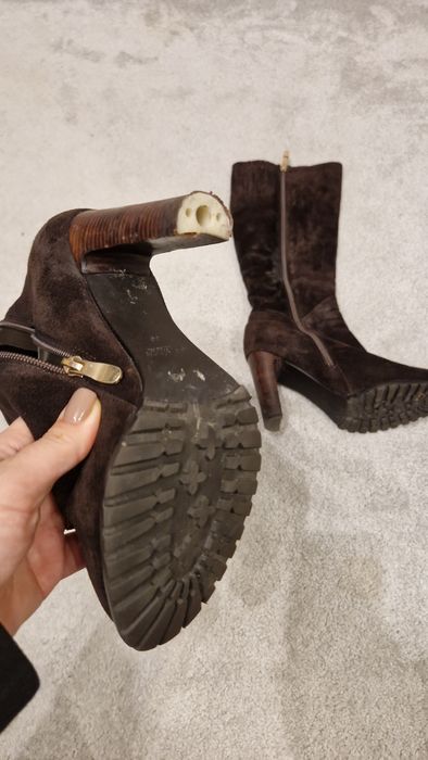 Cizme din piele intoarsa maro