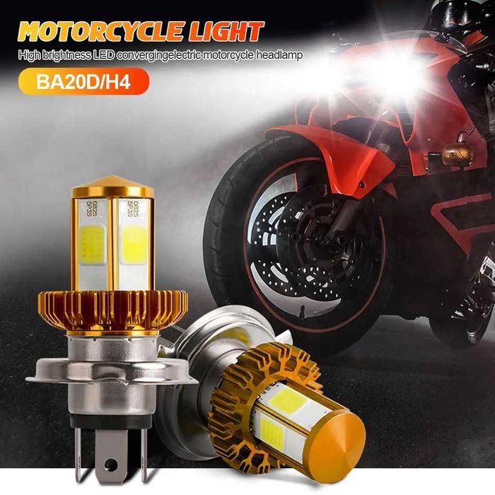 1 БРОЙ LED Диодна крушка H4 за Мотор Мотоциклет 100W 12V +200%