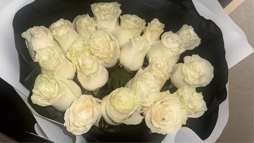 Метровые белые розы 21 шт