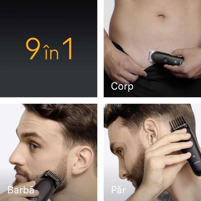 Тример за лице/коса/тяло Braun 9в1  - AIO5540, Black/Mat