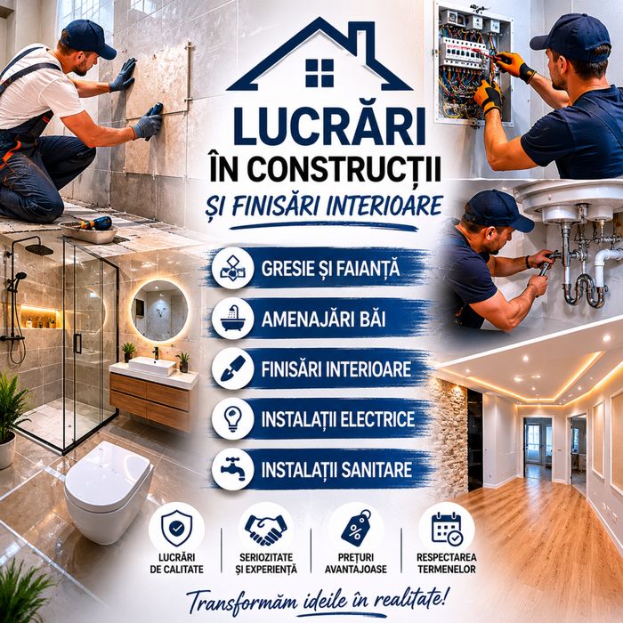 Executăm lucrări în construcții și finisări interioare!
