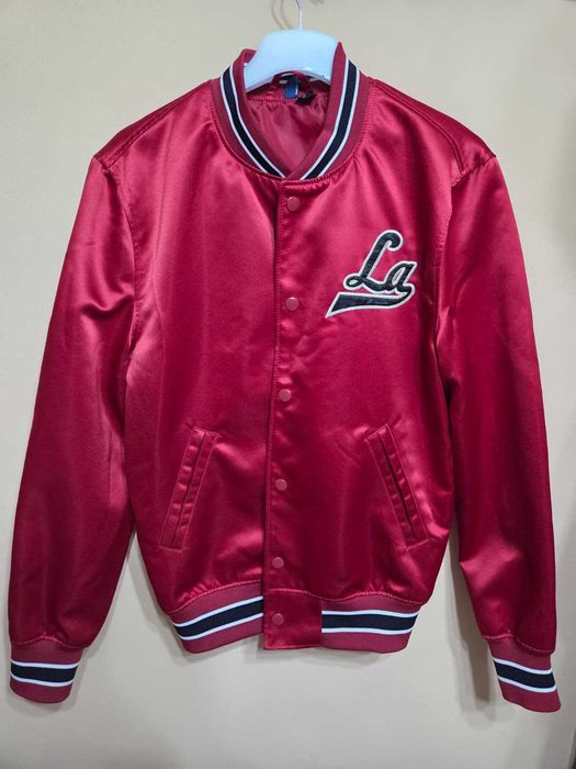 La Brea Satin Bomber Jacket Burgundy/Red