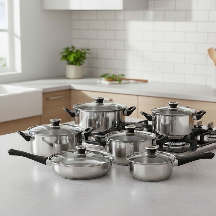 Комплект тенджери от Неръждаема Стомана – 12 части с капаци