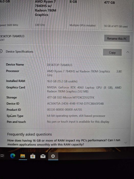 Laptop Lenovo Loq RTX 4060 + Ryzen 7840HS 144hz