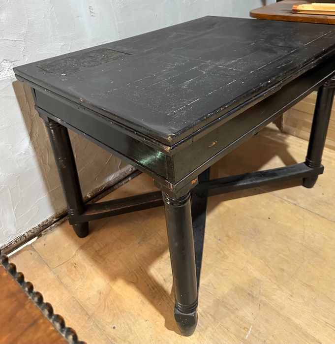 Masa neagra vintage din lemn masiv; Masa Extensibila; Masa cu blat 110x78 cm