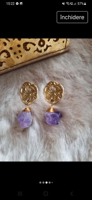 Cercei noi din ametist brut