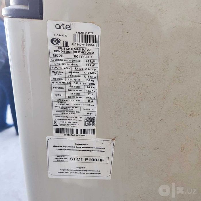 Ustunli konditsioner Artel Jayhun SIC1-F100HF