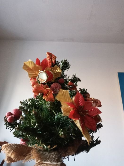 Елка настольная, ёлочные игрушки винтаж