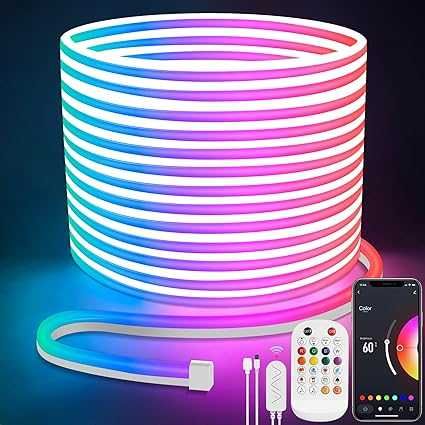 Lamomo Bandă LED Neon RGB 20m, Control prin Aplicație,Garantie