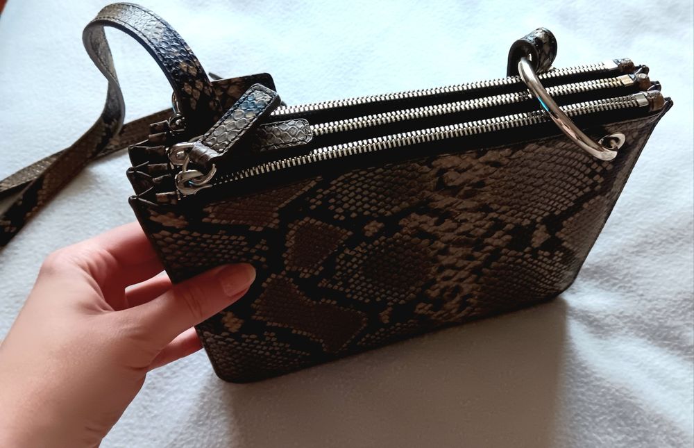 Geanta Piele Naturala H&M Crossbody, Calitate Premium, Piele Sarpe