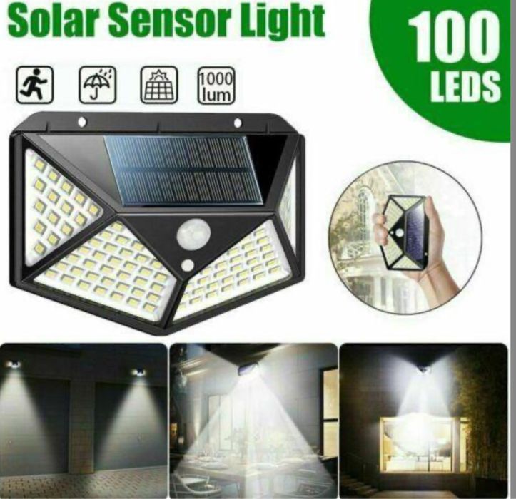 Lampi solare Jortan, senzor de miscare, 100 de leduri