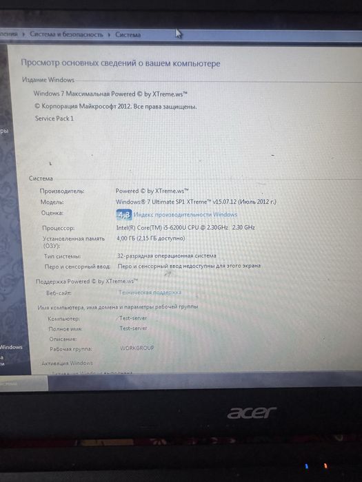 Ноутбук Acer Windows 7