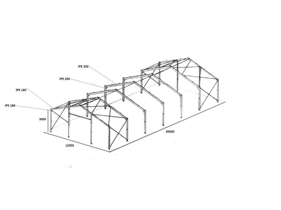 Метално хале - ригел - метална конструкция 12х30м