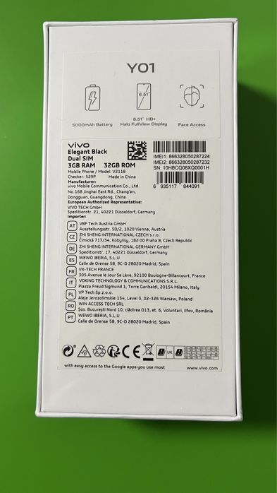 Vivo Y01, nou, sigilat, garantie 2 ani, 3GB RAM, 32GB, 4G,Black