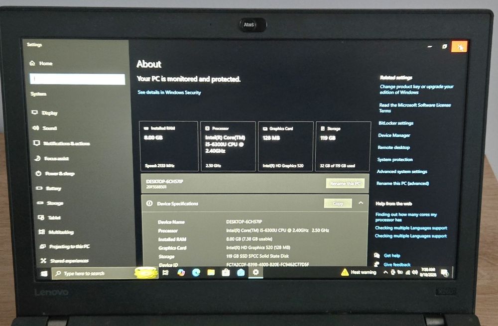 Laptop Lenovo X260 i5 6300U 8GB DDR4 SSD