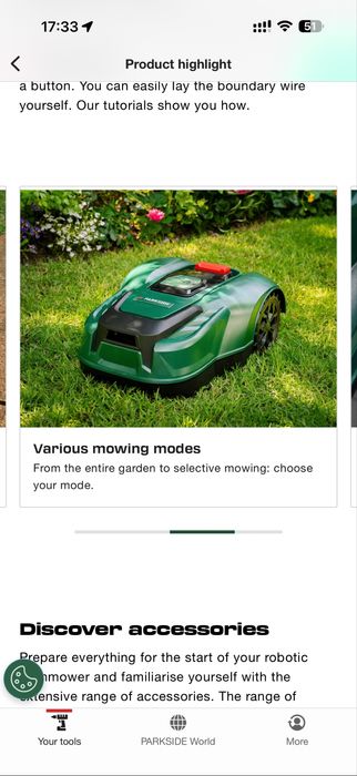 Vand Robot tuns gazonul Parkside 20V Smart PAMRS 1000 A1 WiFi Aplicati