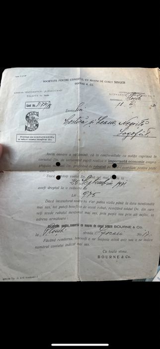 Masina cusut Singer an 1930